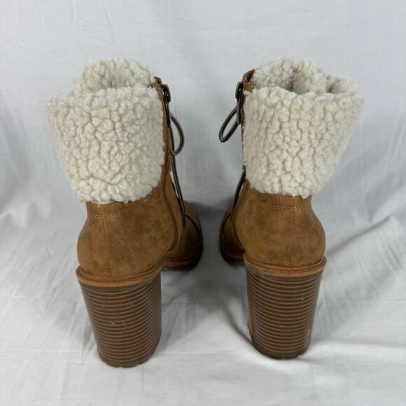 Nine West Boots Women's 7.5M Faux Fur Lined High Heel Lace Up Boots Faux Leather - Picture 5 of 9